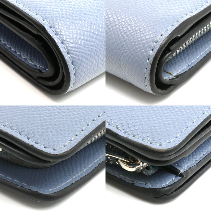 COACH コーチ ミディアム コーナージップ ウォレット 二つ折り財布 水色 C6390 レディース【中古】