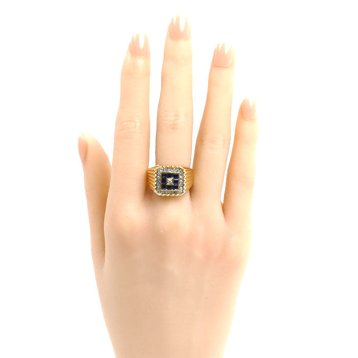 K18YG イエローゴールド リング・指輪 サファイア1.23ct ダイヤモンド