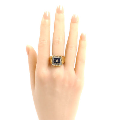 K18YG イエローゴールド リング・指輪 サファイア1.23ct ダイヤモンド0.19ct 20号 11g メンズ【中古】