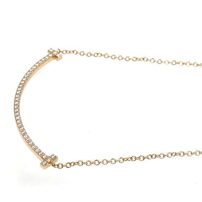 TIFFANY&Co. ティファニー K18PG ピンクゴールド Tスマイル スモール ネックレス 63058815 ダイヤモンド 2.1g 41cm レディース【中古】