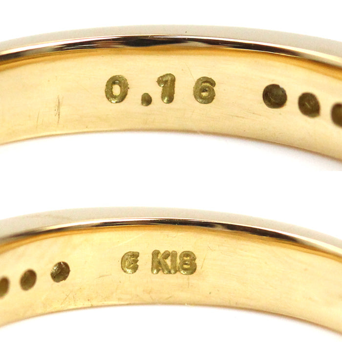 K18YG イエローゴールド ハーフエタニティ リング・指輪 ダイヤモンド0.16ct 8号 3.7g レディース【中古】【美品】