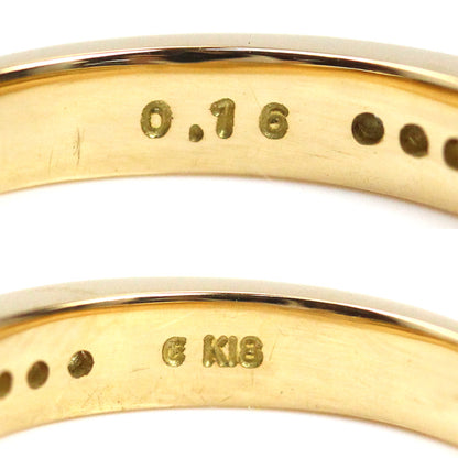 K18YG イエローゴールド ハーフエタニティ リング・指輪 ダイヤモンド0.16ct 8号 3.7g レディース【中古】【美品】