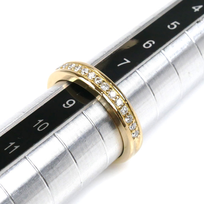 K18YG イエローゴールド ハーフエタニティ リング・指輪 ダイヤモンド0.16ct 8号 3.7g レディース【中古】【美品】