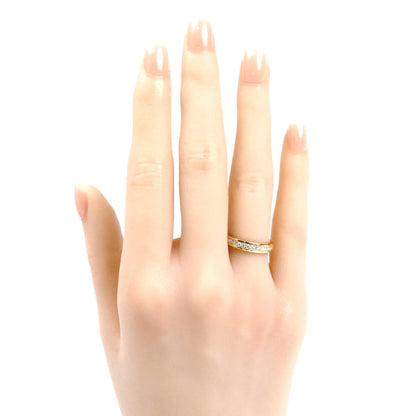 K18YG イエローゴールド ハーフエタニティ リング・指輪 ダイヤモンド0.16ct 8号 3.7g レディース【中古】【美品】