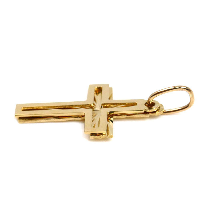 K18YG イエローゴールド ダブルクロス ペンダントトップ 1.3g ユニセックス【中古】