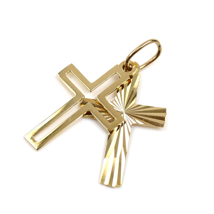 K18YG イエローゴールド ダブルクロス ペンダントトップ 1.3g ユニセックス【中古】