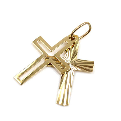 K18YG イエローゴールド ダブルクロス ペンダントトップ 1.3g ユニセックス【中古】