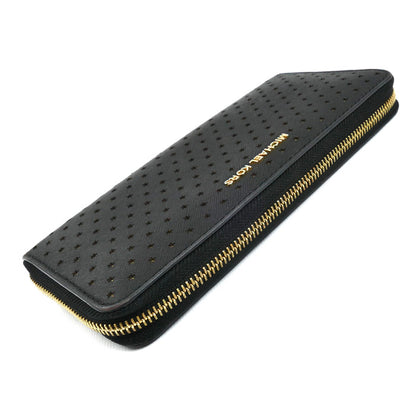 Michael Kors マイケルコース パンチング 長財布 ラウンドファスナー ブラック 32H7GF6E7U レディース【中古】