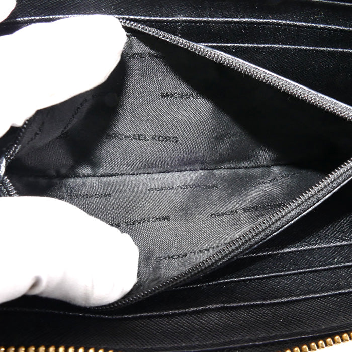 Michael Kors マイケルコース パンチング 長財布 ラウンドファスナー ブラック 32H7GF6E7U レディース【中古】