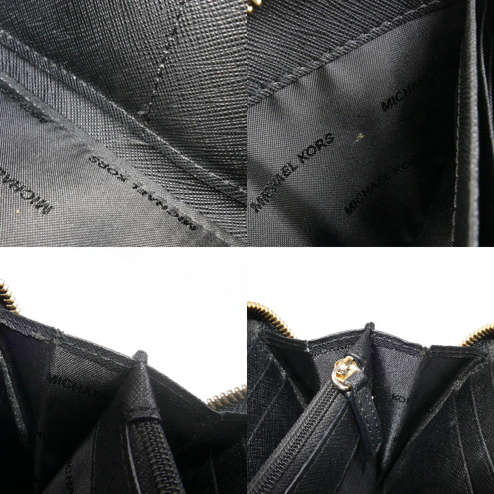 Michael Kors マイケルコース パンチング 長財布 ラウンドファスナー ブラック 32H7GF6E7U レディース【中古】