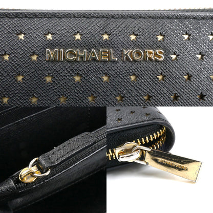 Michael Kors マイケルコース パンチング 長財布 ラウンドファスナー ブラック 32H7GF6E7U レディース【中古】