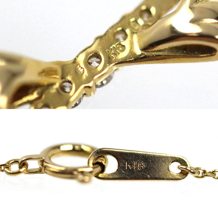 K18YG イエローゴールド ネックレス ダイヤモンド 1.6g 40cm レディース【中古】