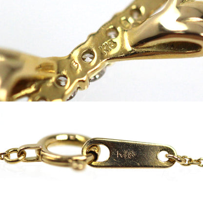 K18YG イエローゴールド ネックレス ダイヤモンド 1.6g 40cm レディース【中古】