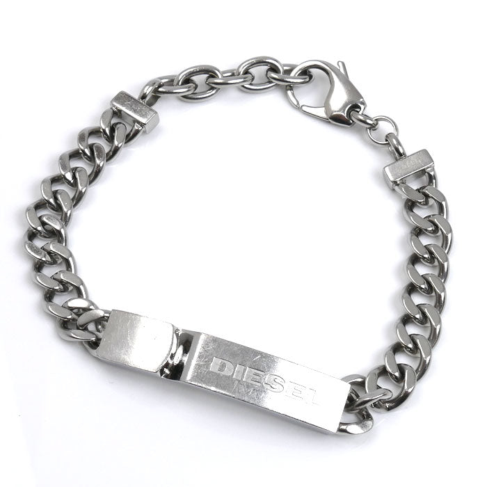 DIESEL ディーゼル ステンレス ロゴプレート ブレスレット DX0966040 31.7g 20～23cm メンズ【中古】