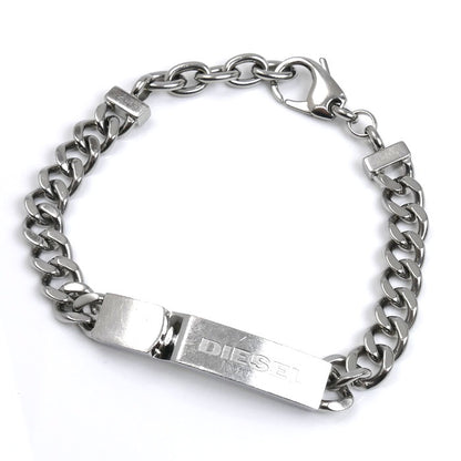 DIESEL ディーゼル ステンレス ロゴプレート ブレスレット DX0966040 31.7g 20～23cm メンズ【中古】