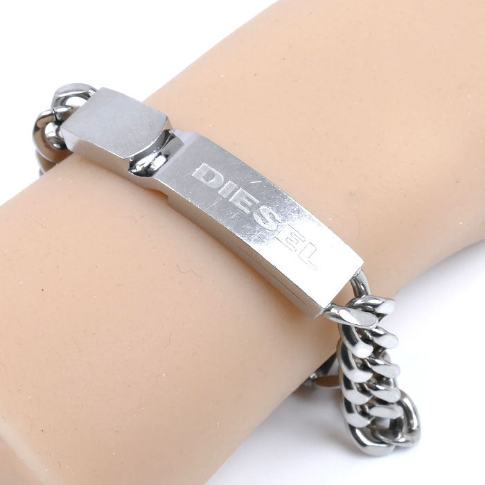 DIESEL ディーゼル ステンレス ロゴプレート ブレスレット DX0966040 31.7g 20～23cm メンズ【中古】