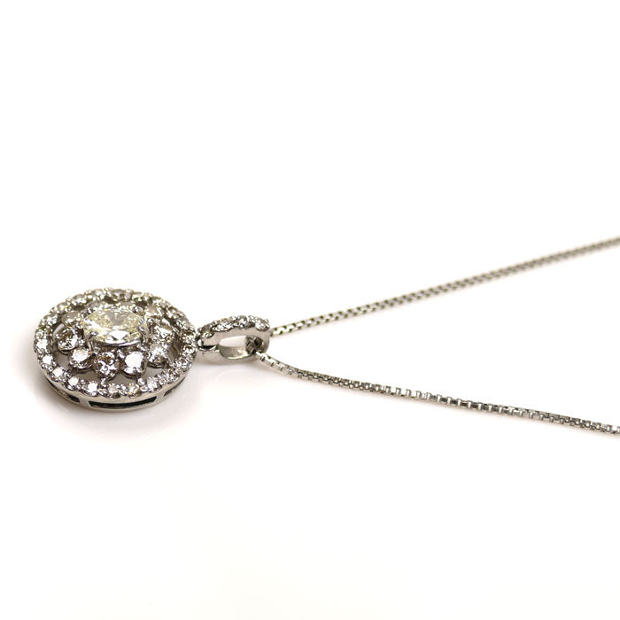 Pt900/Pt850 ネックレス ダイヤモンド0.50ct 2.7g ~45cm フリーチェーン レディース【中古】