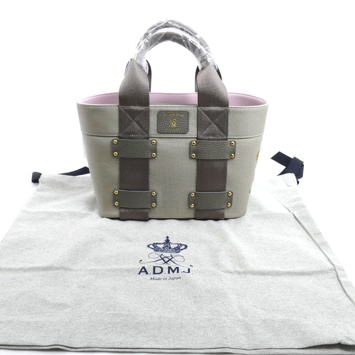 ADMJアクセソワ エーディーエムジェイ デイリー トートバッグ グレー ベージュ 18SC0603YS03 レディース【中古】【美品】