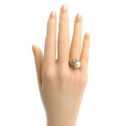 K18YG イエローゴールド リング・指輪 パール約9.0mm ダイヤモンド0.57ct 12.5号 6.6g レディース【中古】