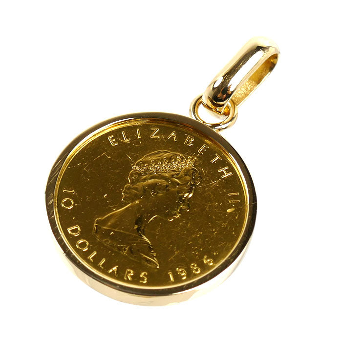 K24YG/K18YG メイプル 1/4 OZ ペンダントトップ 10.4g 1986 ユニセックス【中古】