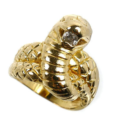 K18YG イエローゴールド スネーク リング・指輪 ダイヤモンド0.15ct 12号 9.4g 蛇 ヘビ レディース【中古】