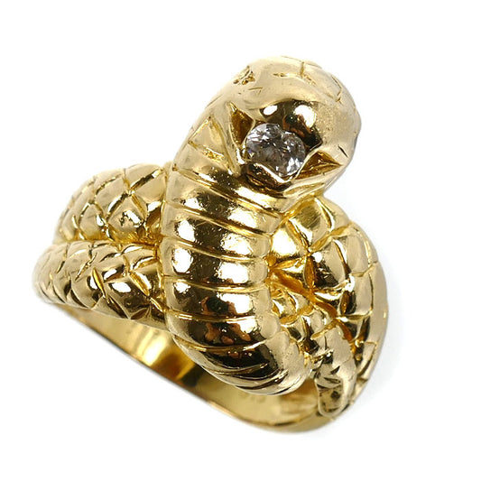 K18YG イエローゴールド スネーク リング・指輪 ダイヤモンド0.15ct 12号 9.4g 蛇 ヘビ レディース【中古】
