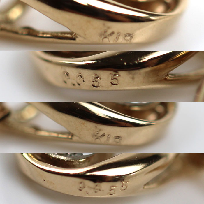 K18PG ピンクゴールド 2連 ネックレス ダイヤモンド0.055ct/0.055ct 1.6g 38cm レディース【中古】
