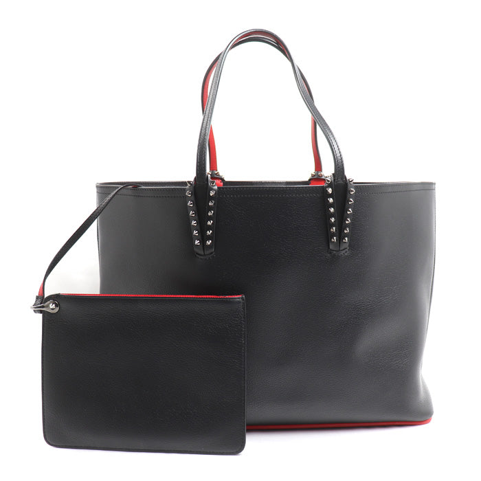 Christian Louboutin クリスチャンルブタン Cabata カーフ トートバッグ ブラック/レッド【中古】