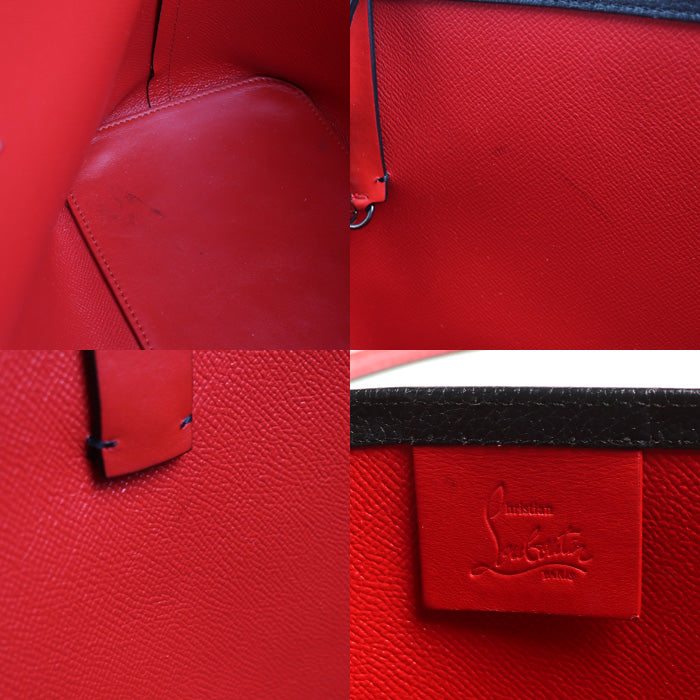 Christian Louboutin クリスチャンルブタン Cabata カーフ トートバッグ ブラック/レッド【中古】