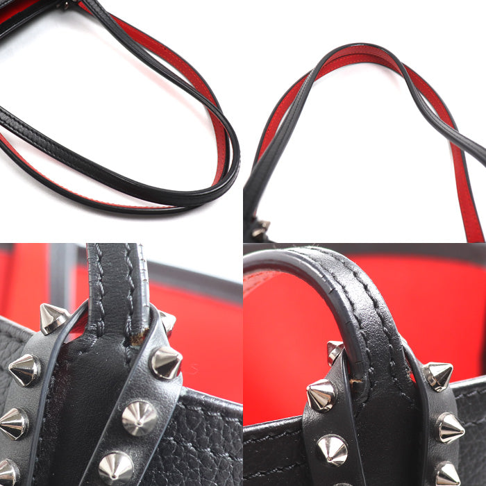 Christian Louboutin クリスチャンルブタン Cabata カーフ トートバッグ ブラック/レッド【中古】