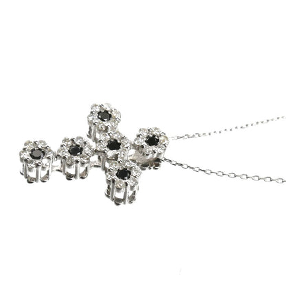 K18WG ホワイトゴールド クロス ネックレス ダイヤモンド0.50ct 2.6g 40cm レディース【中古】