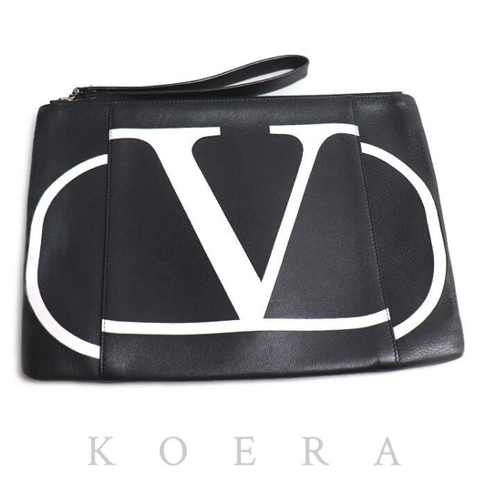 Valentino Garavani ヴァレンティノ・ガラヴァーニ Vロゴ クラッチバッグ ブラック メンズ【中古】
