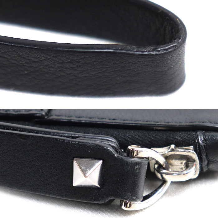 Valentino Garavani ヴァレンティノ・ガラヴァーニ Vロゴ クラッチバッグ ブラック メンズ【中古】