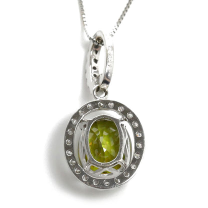 K18WG ホワイトゴールド Pt850プラチナ ネックレス スフェーン2.38ct ダイヤモンド0.27ct 3.4g ～45cm レディース【中古】