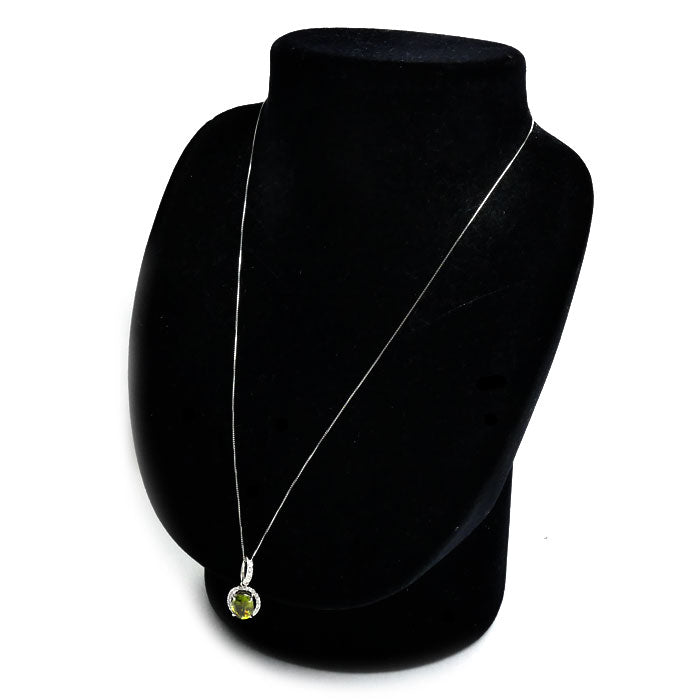 K18WG ホワイトゴールド Pt850プラチナ ネックレス スフェーン2.38ct ダイヤモンド0.27ct 3.4g ～45cm レディース【中古】