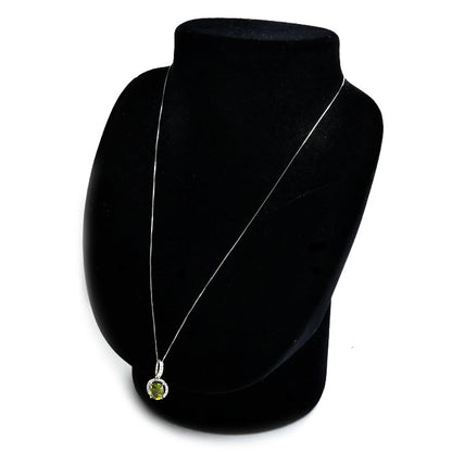 K18WG ホワイトゴールド Pt850プラチナ ネックレス スフェーン2.38ct ダイヤモンド0.27ct 3.4g ～45cm レディース【中古】