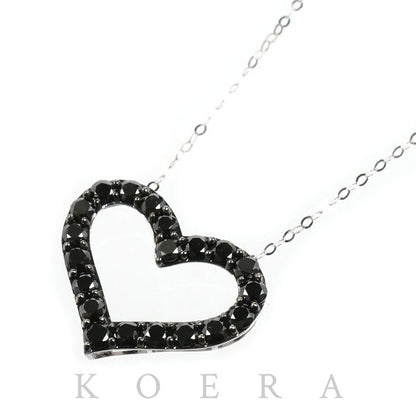 K18WG ホワイトゴールド ハート ネックレス ブラックダイヤモンド1.00ct 1.2g 45cm レディース【中古】