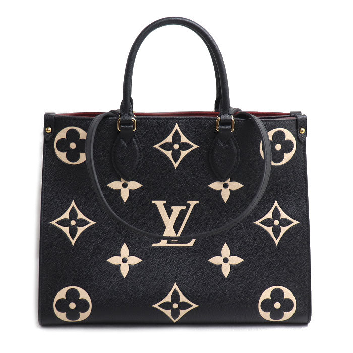 LOUIS VUITTON ルイ・ヴィトン オンザゴーMM トートバッグ モノグラムアンプラント バイカラー ブラック ベージュ M45495 ICチップ レディース【中古】【美品】