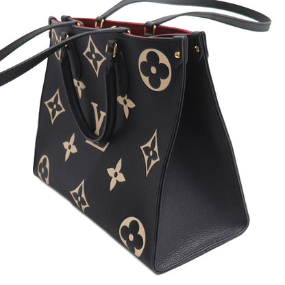 LOUIS VUITTON ルイ・ヴィトン オンザゴーMM トートバッグ モノグラムアンプラント バイカラー ブラック ベージュ M45495 ICチップ レディース【中古】【美品】