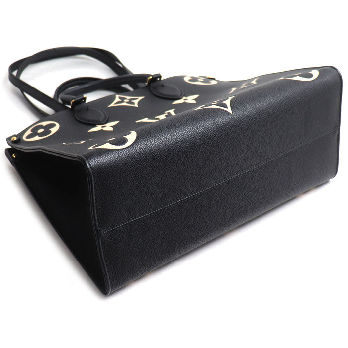 LOUIS VUITTON ルイ・ヴィトン オンザゴーMM トートバッグ モノグラムアンプラント バイカラー ブラック ベージュ M45495 ICチップ レディース【中古】【美品】