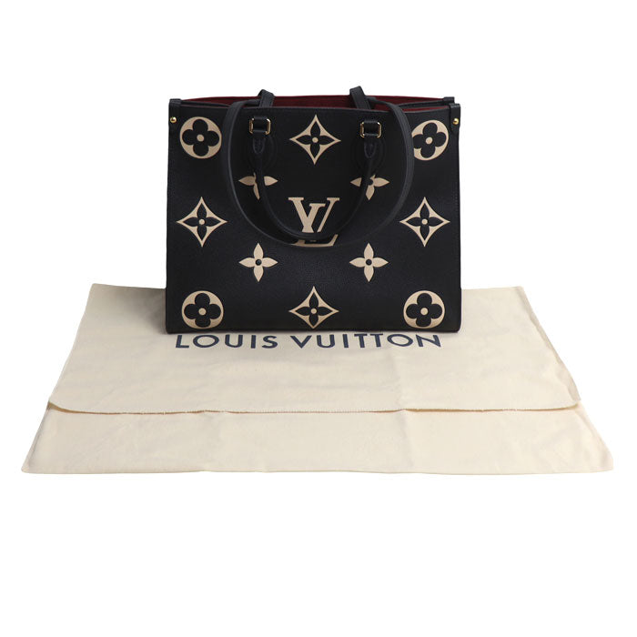 LOUIS VUITTON ルイ・ヴィトン オンザゴーMM トートバッグ モノグラムアンプラント バイカラー ブラック ベージュ M45495 ICチップ レディース【中古】【美品】