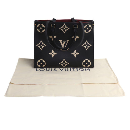 LOUIS VUITTON ルイ・ヴィトン オンザゴーMM トートバッグ モノグラムアンプラント バイカラー ブラック ベージュ M45495 ICチップ レディース【中古】【美品】