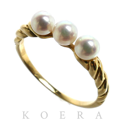 MIKIMOTO ミキモト K18YG イエローゴールド リング・指輪 アコヤパール約3.7mm 8.5号 1.7g レディース【中古】