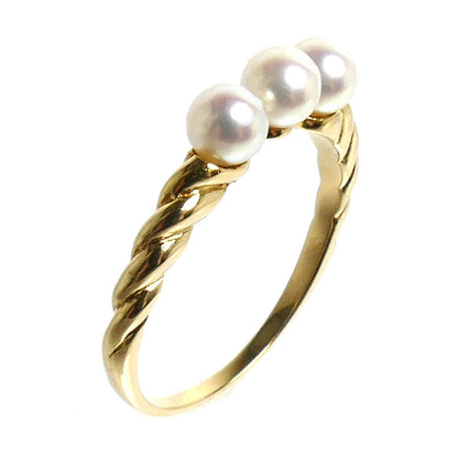 MIKIMOTO ミキモト K18YG イエローゴールド リング・指輪 アコヤパール約3.7mm 8.5号 1.7g レディース【中古】