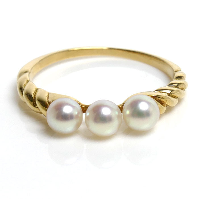 MIKIMOTO ミキモト K18YG イエローゴールド リング・指輪 アコヤパール約3.7mm 8.5号 1.7g レディース【中古】