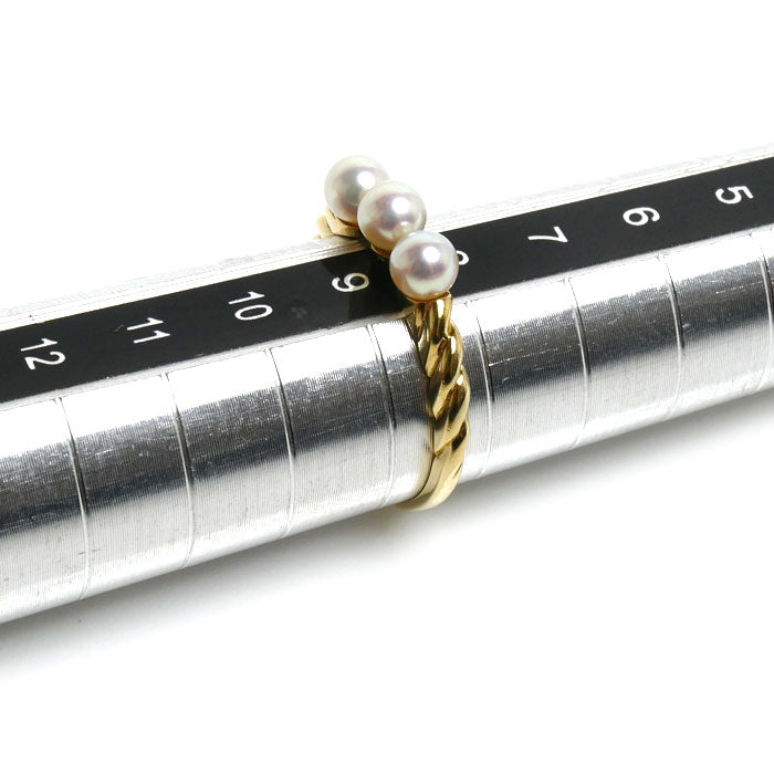 MIKIMOTO ミキモト K18YG イエローゴールド リング・指輪 アコヤパール約3.7mm 8.5号 1.7g レディース【中古】