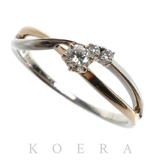 Pt900プラチナ K18PG ピンクゴールド リング・指輪 ダイヤモンド0.13ct 13号 2.5g レディース【中古】