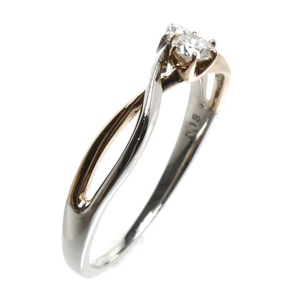 Pt900プラチナ K18PG ピンクゴールド リング・指輪 ダイヤモンド0.13ct 13号 2.5g レディース【中古】