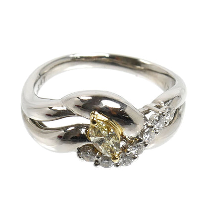 Pt900プラチナ K18YG イエローゴールド リング・指輪 ダイヤモンド0.247ct/0.21ct 12号 8.8g レディース【中古】【美品】