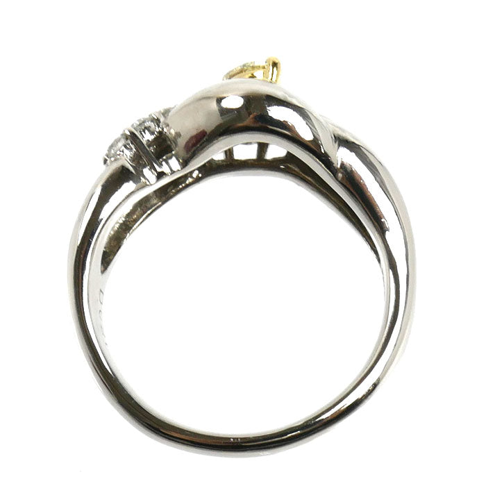 Pt900プラチナ K18YG イエローゴールド リング・指輪 ダイヤモンド0.247ct/0.21ct 12号 8.8g レディース【中古】【美品】